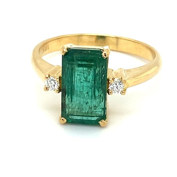 Certified Emerald 3.85ct Diamonds 18K Gold Ring - Picture 1 of 8